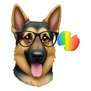 Rainbow German shepherd with glasses sticker