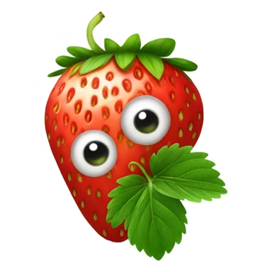 A strawberry with eyes and leafs for legs sticker