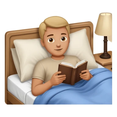 Man laying in bed reading a book sticker