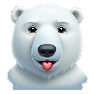 polar bear with a heart sticker