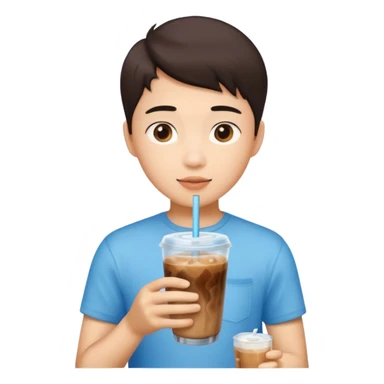 fem asian boy with ice coffee sticker