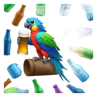 rainbow parrot holding beer sticker