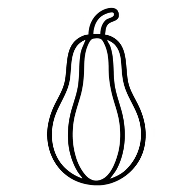 outlined icon of a squash fruit showing stem and body sticker
