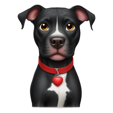 Black pitbull with red toy sticker