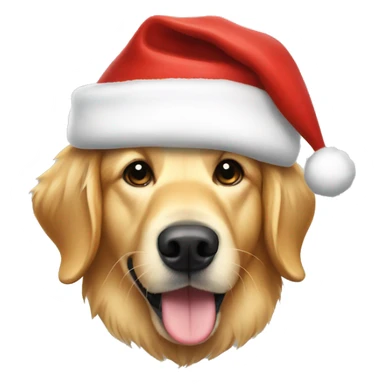 Golden retriever wearing a Santa hat sticker