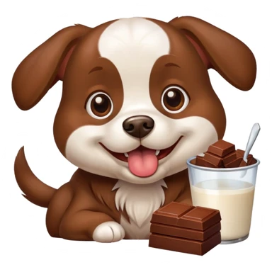 Dog eating chocolate sticker