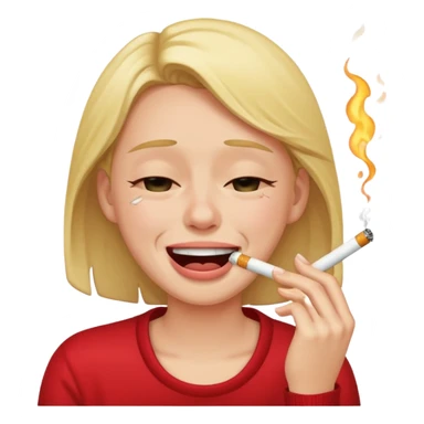 crying while laughing with cigarette sticker