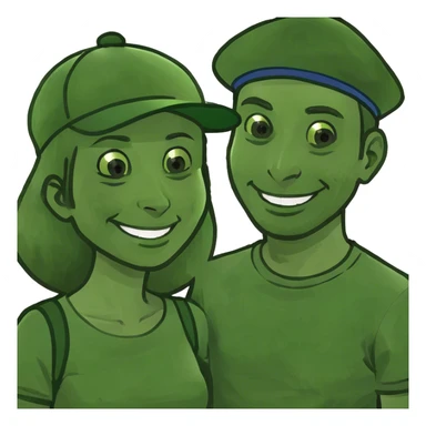 smiling couple in casual attire sticker