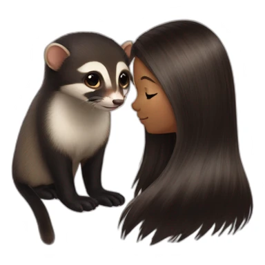 polecat with human girl hair sticker