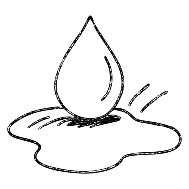 hand-drawn outlined icon of a water droplet sliding on glossy black paint, subtle repellent effect with lines, clean and modern sticker