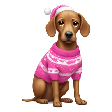 Dog wearing pink Christmas jumper  sticker