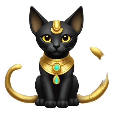 Black godly ethereal majestic Egyptian Cat. Golden Anubis-Rings and yellow ring-markings. Full body sticker