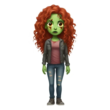 Zombie girl with long red curly hair sticker