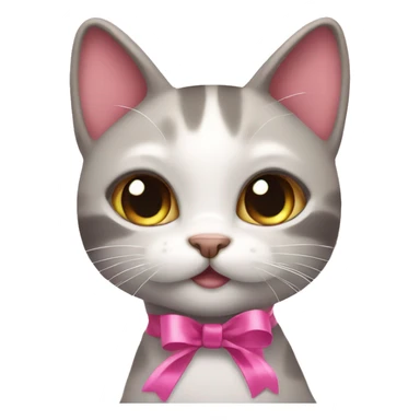 Siamés cat with pink ribbon sticker