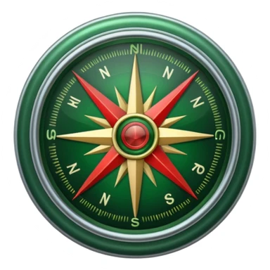 green and red compass sticker