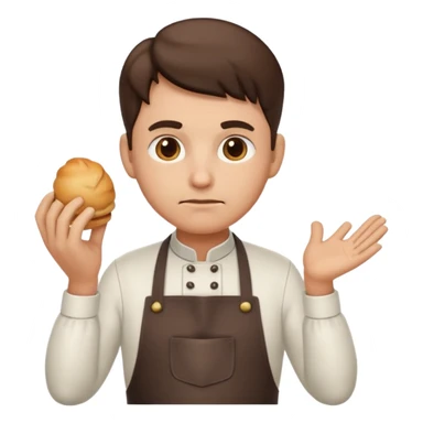 thinking cafe boss emoji with apron and thoughtful expression sticker