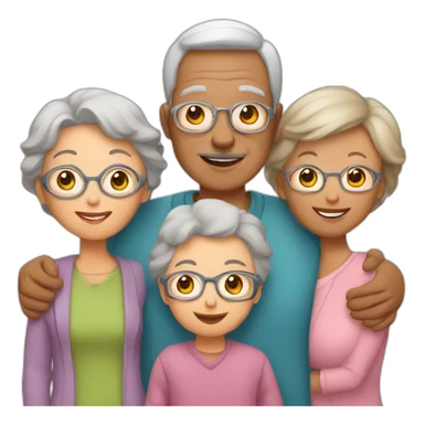 family of 3 with grandchild and 2 grandparents sticker