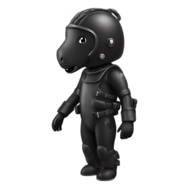 poney in black rubber shiny diving suit sticker