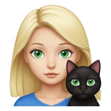 girl with blonde hair and blue eyes with a black cat with green eyes   sticker