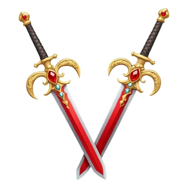 Two Golden royal swords with red gems sticker