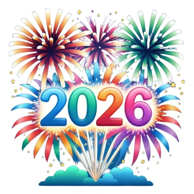 2026 in backdrop of colourful fireworks sticker