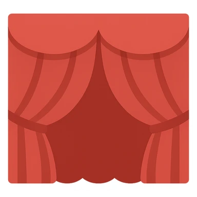 red stage curtain, closed, classic theater look, color icon sticker