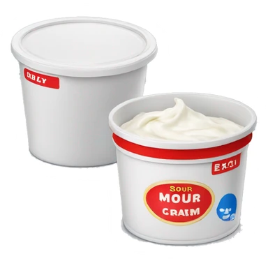 Sour cream in a plastic container with red label sticker