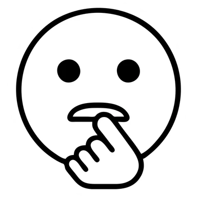 emoji of a face biting finger, modern icon style, clean lines, simple shapes, no fill, transparent background, neutral expression sticker