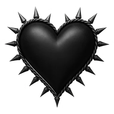 goth black white heart 3d  , remove background  sticker