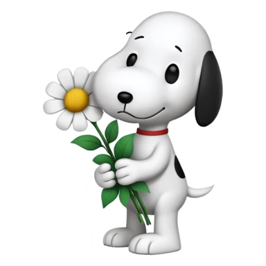 Snoopy holding flower bouquet sticker