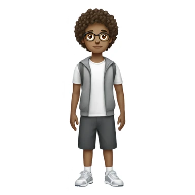 young man with curly brown hair and glasses sport wear sticker