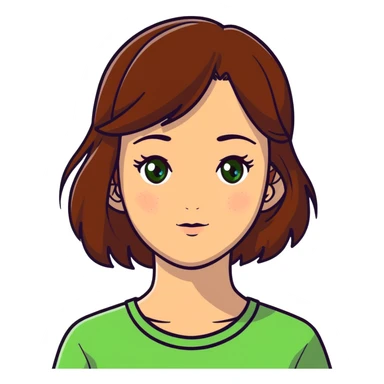 girl with brown hair green eyes and freckles sticker