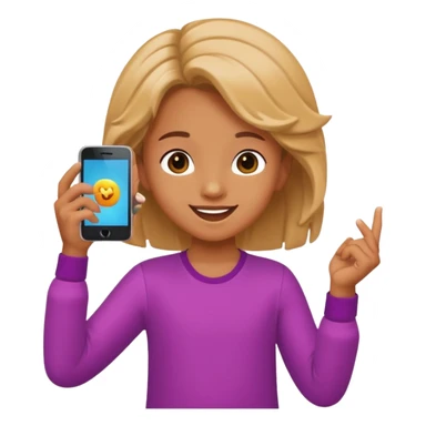 happy child dancing, phone in hands sticker