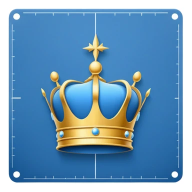 side view of a blue blueprint plan with minimal white lines and a simple crown drawing sticker