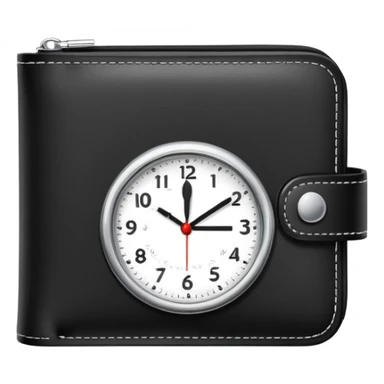 wallet with a clock on it, representing fast and affordable financial services sticker