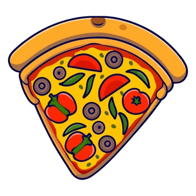 veggie pizza with mushrooms bell peppers and olives sticker