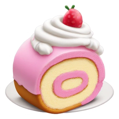 Pink roll cake with whipped cream sticker