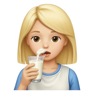 blond girl sucking milk  sticker