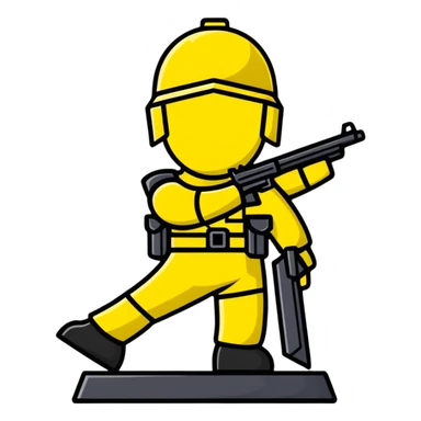yellow plastic toy soldier sticker