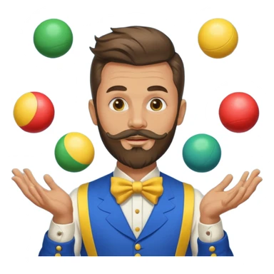 circus juggler beard zelensky juggling two balls blue and yellow sticker