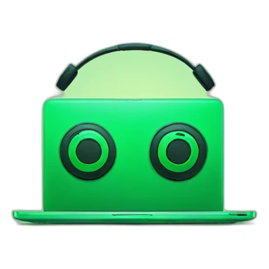 Laptop green with headphones sticker