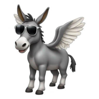 flying donkey with wings and sunglasses sticker
