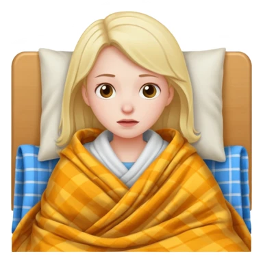 Girl sick in bed  sticker