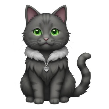 full body solid dark grey cat with green eyes and white paws sticker