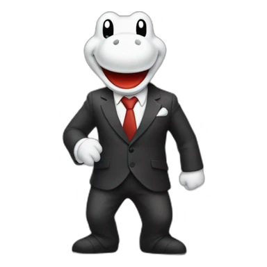 Yoshi is wearing a suit sticker