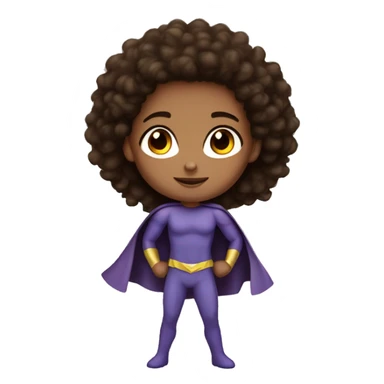 superhero, child, girl, long afro brown hair, brown eyes, Hispanic, freckles   sticker