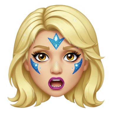 kesha with glitter making a snarling fun face sticker