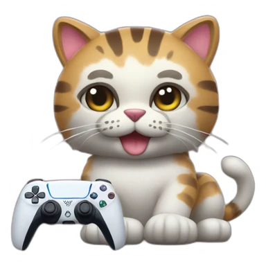 Big cat with controller of ps5 sticker