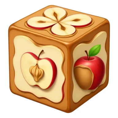 apple slice cube with peanut butter sticker