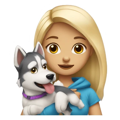 Blond girl whit a husky dog sticker